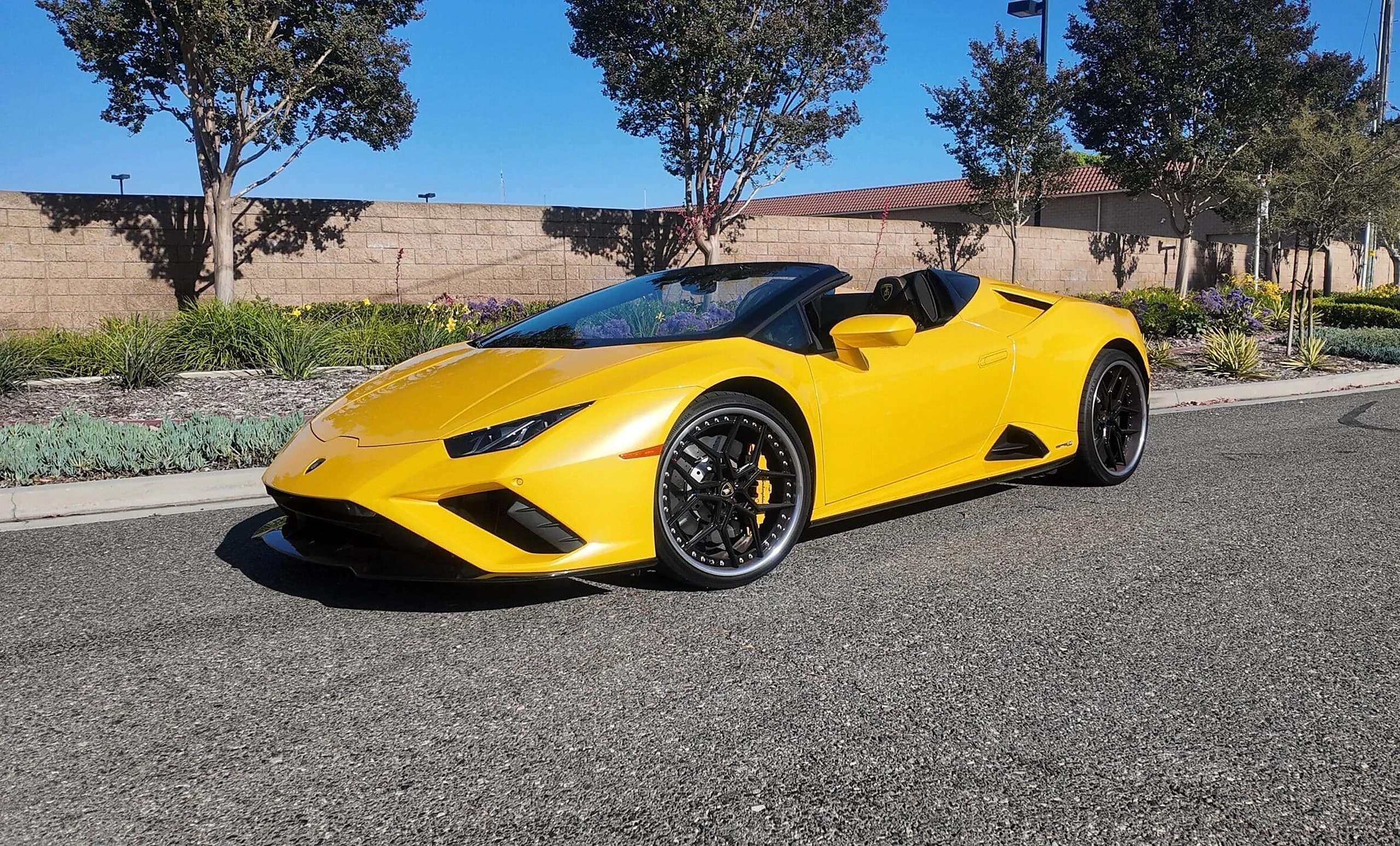 Lamborghini convertible in Miami weather